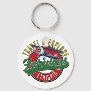 Travel Explore Fabulous Ethiopia logo Keychain