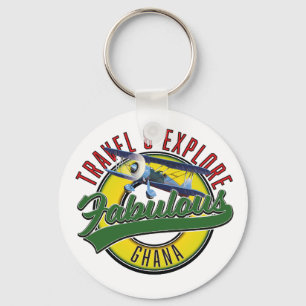Travel explore fabulous Ghana logo Keychain