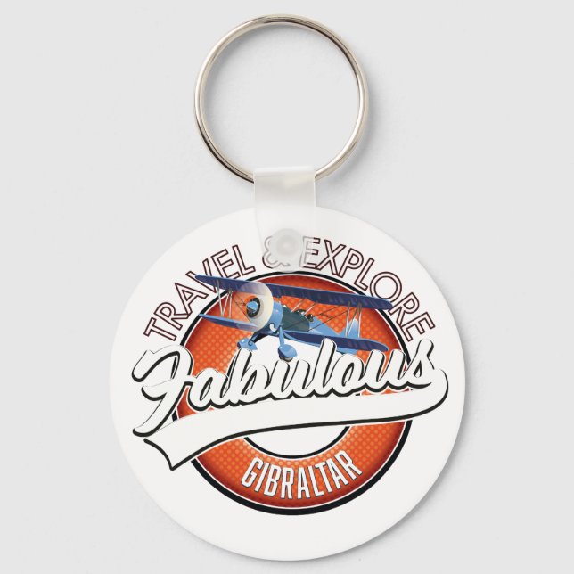 travel explore fabulous Gibraltar logo Keychain (Front)