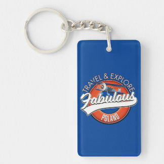 travel explore fabulous Poland logo Keychain
