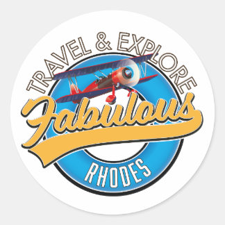 Travel & Explore Fabulous Rhodes logo Classic Round Sticker