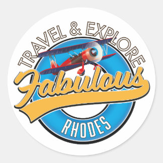 Travel & Explore Fabulous Rhodes logo Classic Round Sticker