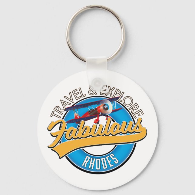 Travel & Explore Fabulous Rhodes logo Keychain (Front)