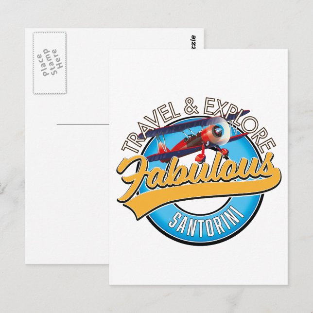 Travel & Explore Fabulous Santorini Postcard (Front/Back)