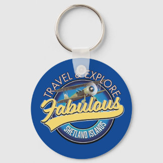 Travel explore fabulous Shetland Islands logo Keychain