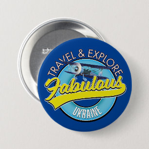 travel explore fabulous Ukraine logo 3 Inch Round Button