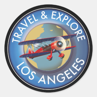 Travel explore Los Angeles logo Classic Round Sticker