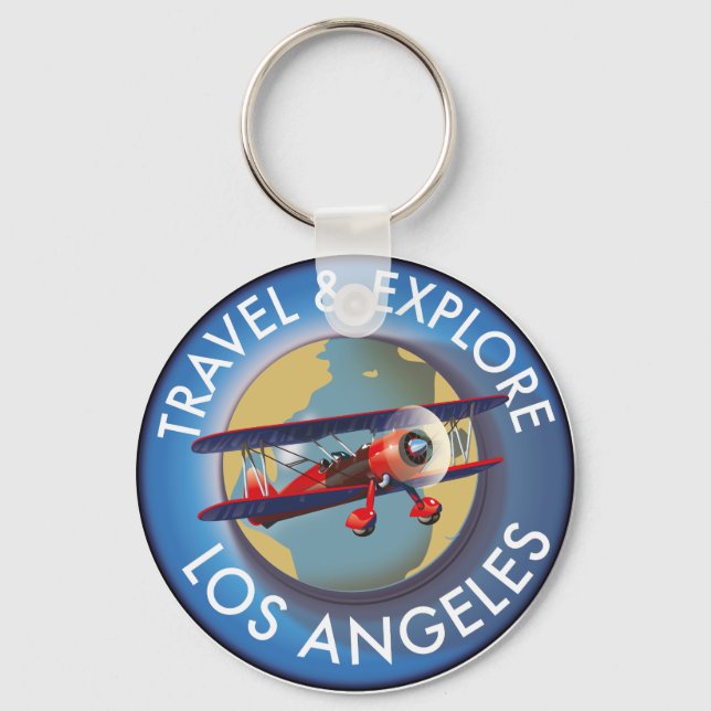 Travel explore Los Angeles logo Keychain (Front)