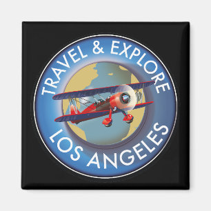 Travel explore Los Angeles logo Magnet