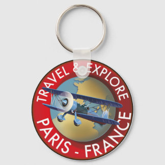 Travel & Explore Paris France Logo Keychain