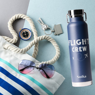 Travel Flight Crew Airplane Flying Cute Blue Water Bottle