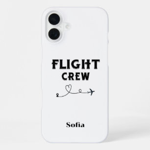 Travel Flight Crew Airplane Heart Family Vacation iPhone 16 Plus Case