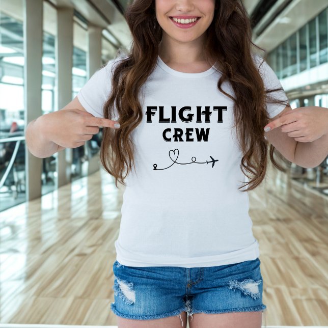 Travel Flight Crew Black Airplane Heart Vacation T-Shirt (Creator Uploaded)
