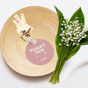 Travel Flight Crew Flying Airplane Vacation Pink Keychain