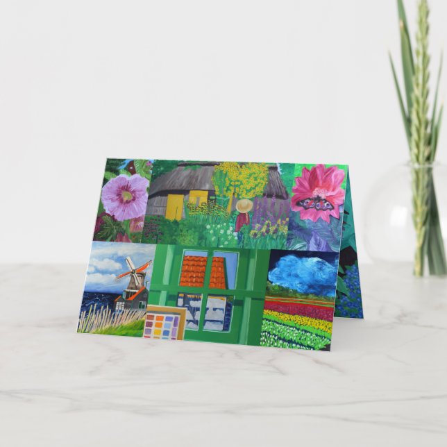 Travel  Flower Art Christmas Card (Front)