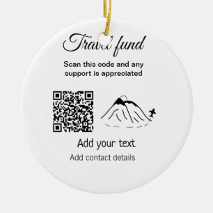 Travel fund vacation honeymoon donation add name  ceramic ornament