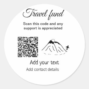 Travel fund vacation honeymoon donation add name  classic round sticker