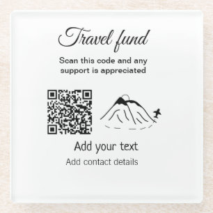 Travel fund vacation honeymoon donation add name glass coaster