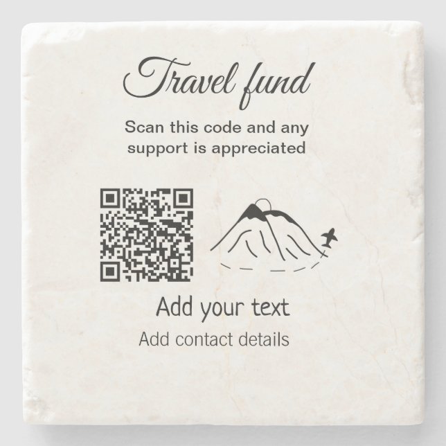Travel fund vacation honeymoon donation add name  stone coaster (Front)