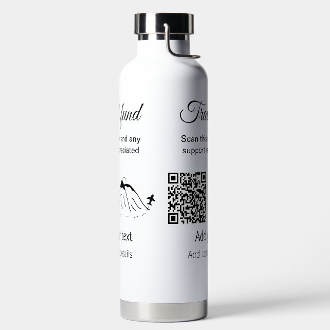 Travel fund vacation honeymoon donation add name  water bottle (Left)