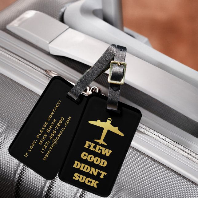 Travel Funny “Flew Good Didn’t Suck” and Airplane Luggage Tag (Creator Uploaded)