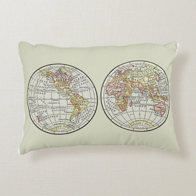 Travel Globe Map Earth 1916 World Atlas  Accent Pillow (Front)