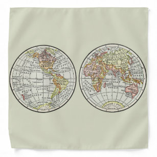 Travel Globe Map Earth 1916 World Atlas  Bandana