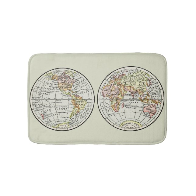 Travel Globe Map Earth 1916 World Atlas  Bath Mat (Front)