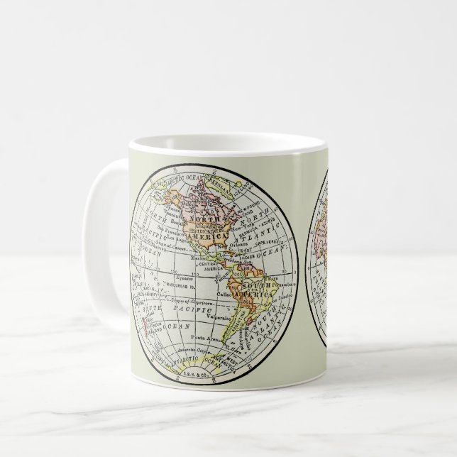 Travel Globe Map Earth 1916 World Atlas  Coffee Mug (Front Left)