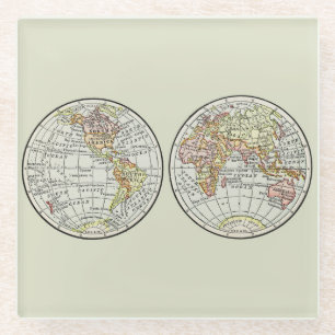 Travel Globe Map Earth 1916 World Atlas Glass Coaster