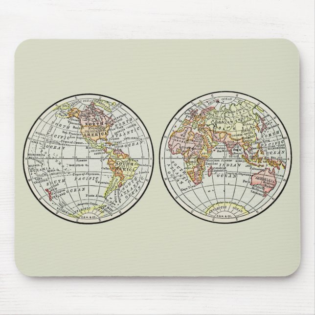 Travel Globe Map Earth 1916 World Atlas  Mouse Pad (Front)