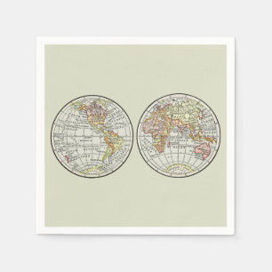 Travel Globe Map Earth 1916 World Atlas  Napkin