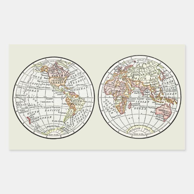 Travel Globe Map Earth 1916 World Atlas  Sticker (Front)