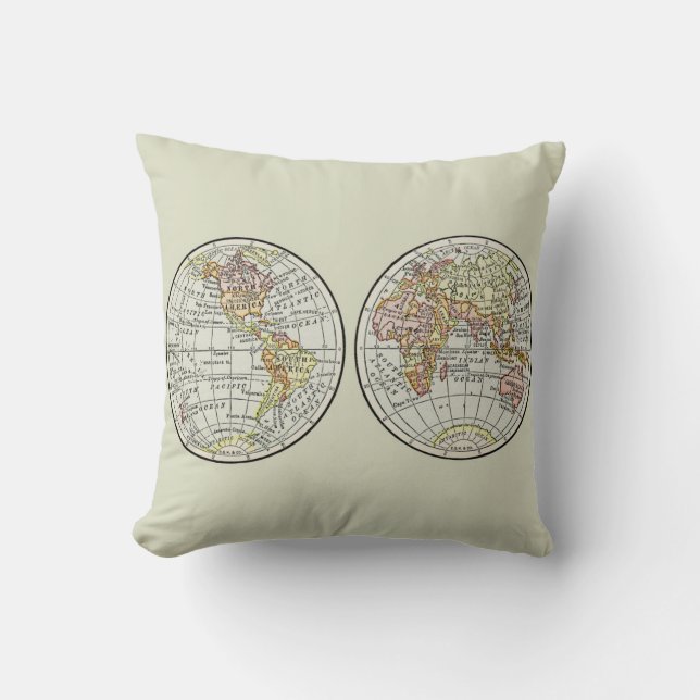 Travel Globe Map Earth 1916 World Atlas  Throw Pillow (Front)