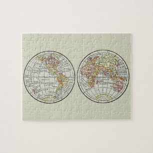 Travel Globe Map Earth 1916 world hemispheres Jigsaw Puzzle