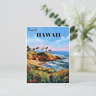 Travel Hawaii, tropical palm trees, Postcard
