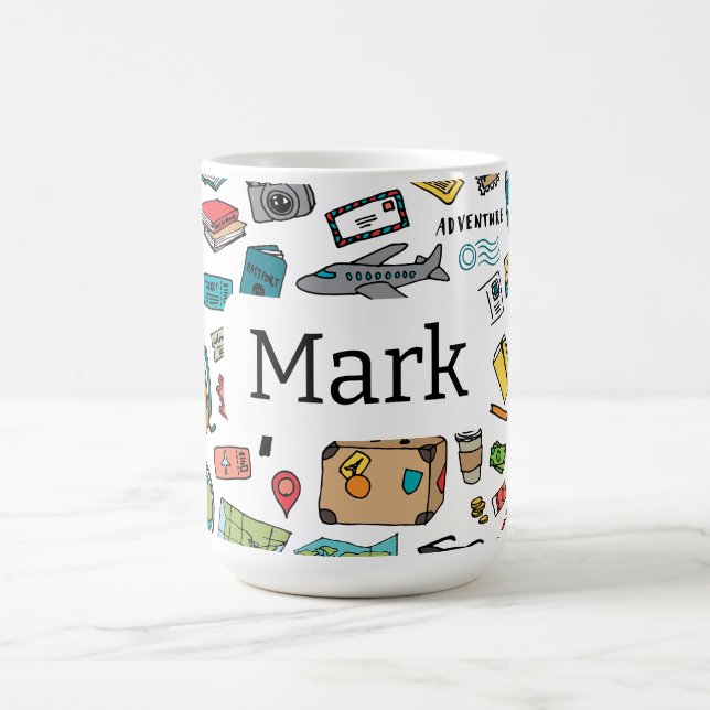 Travel heart London Paris Airplane Trip Traveller Coffee Mug (Center)