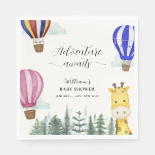 Travel Hot Air Balloon Jungle Giraffe Baby Shower  Napkin