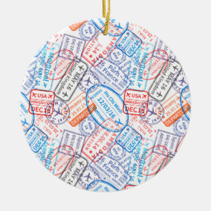 Travel icon ceramic ornament