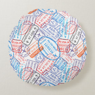 Travel icon round pillow