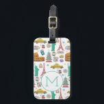 Travel Icons Landmarks Colourful Pattern Monogram Luggage Tag<br><div class="desc">Iconic travel icons and landmarks in colourful pattern.</div>