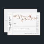 Travel Idea Advice Card Wedding Shower Date Night<br><div class="desc">Copper Bronze or Bronze Sepia Advice Cards for a Destination Wedding or Travel Theme Bridal Shower Printed on mini "boarding pass" plane ticket cards so guests can write in travel advice and vacation trip ideas or date night ideas - or both. The flexible design lets you decide how you'd like...</div>