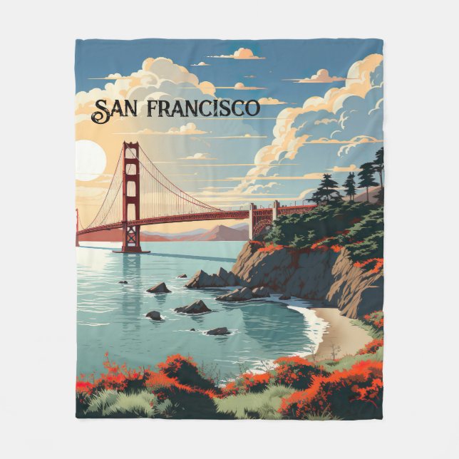Travel Inspired San Francisco Fleece Blanket (Front)