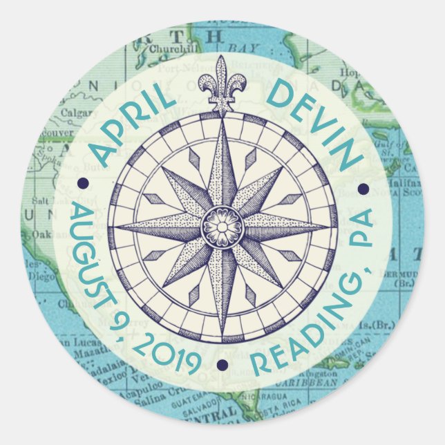 Travel Invitation Suite Stick Classic Round Sticker (Front)