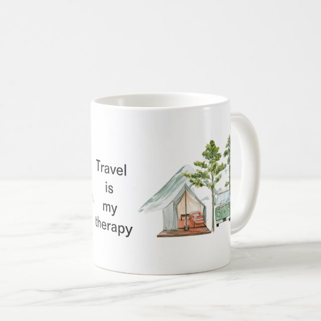 Travel is my therapy, mug for a traveller, a perso (Front Right)