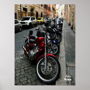 Travel Italy - Rome, parked motorcycles Poster