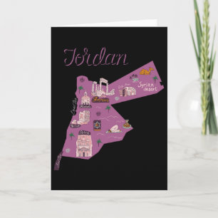 Travel Jordan Map Amman Petra Dead Sea Family Vaca Card