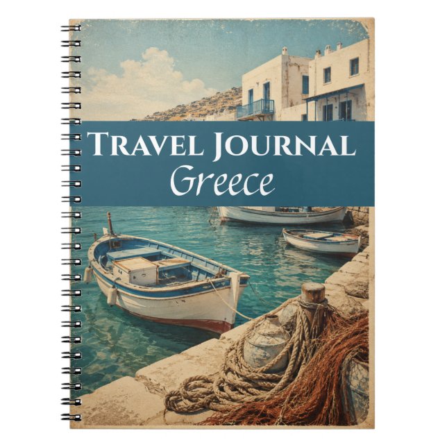 Travel Journal Greece Blue Customizable (Front)