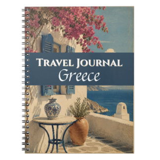 Travel Journal Greece Blue Customizable