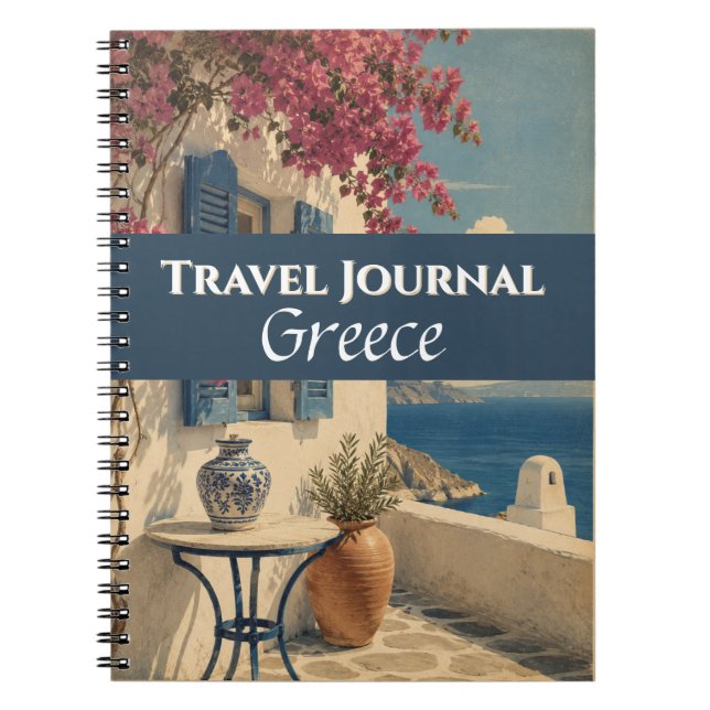 Travel Journal Greece Blue Customizable (Front)